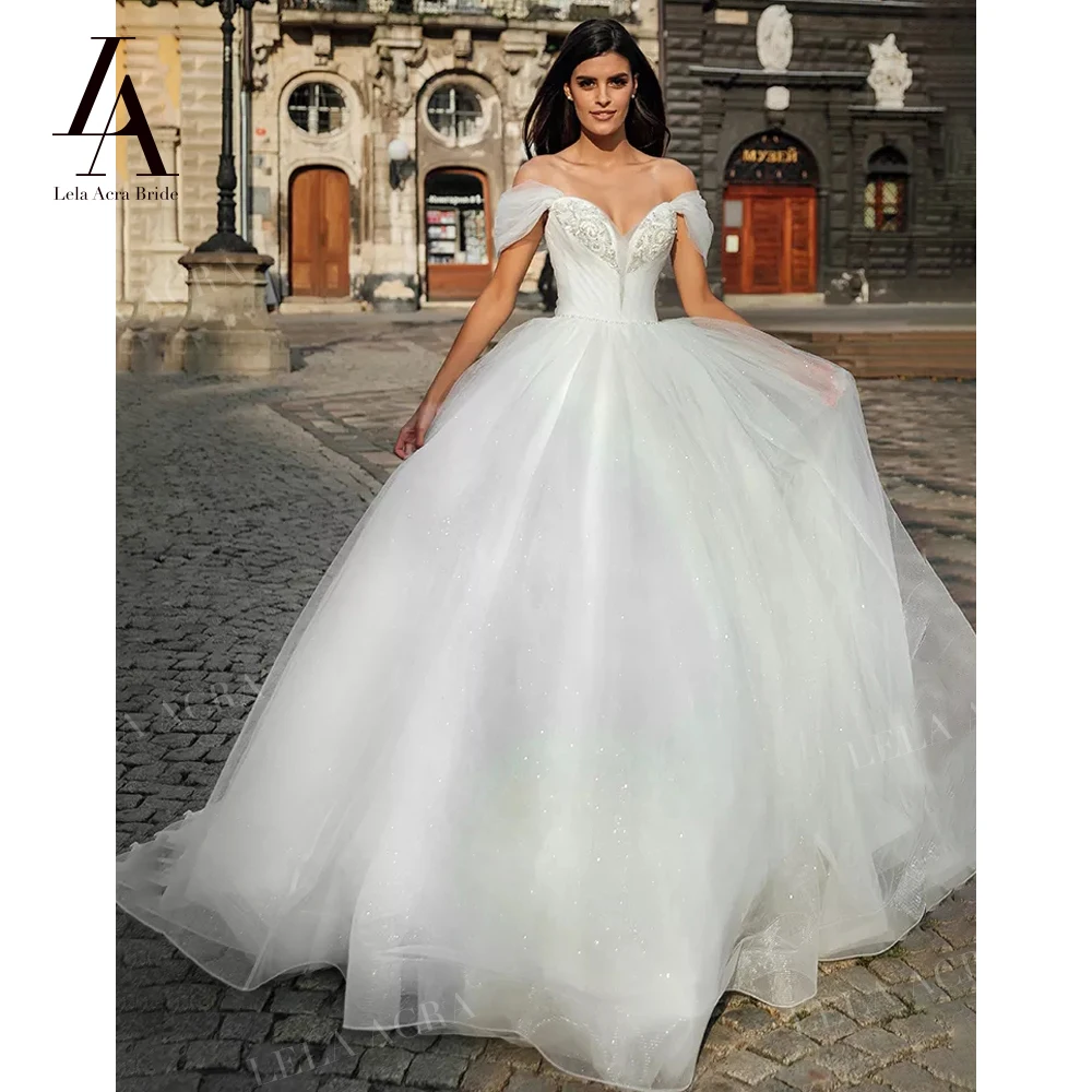 

Женское блестящее свадебное платье LelaAcra без рукавов, модель 2023 года, шикарное ТРАПЕЦИЕВИДНОЕ ПЛАТЬЕ со шлейфом, искусственное платье
