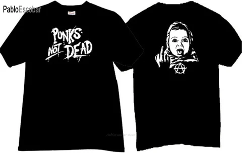 Мужская хлопковая футболка, летняя брендовая футболка, забавная Черная Мужская футболка с надписью «Punks Not Dead»