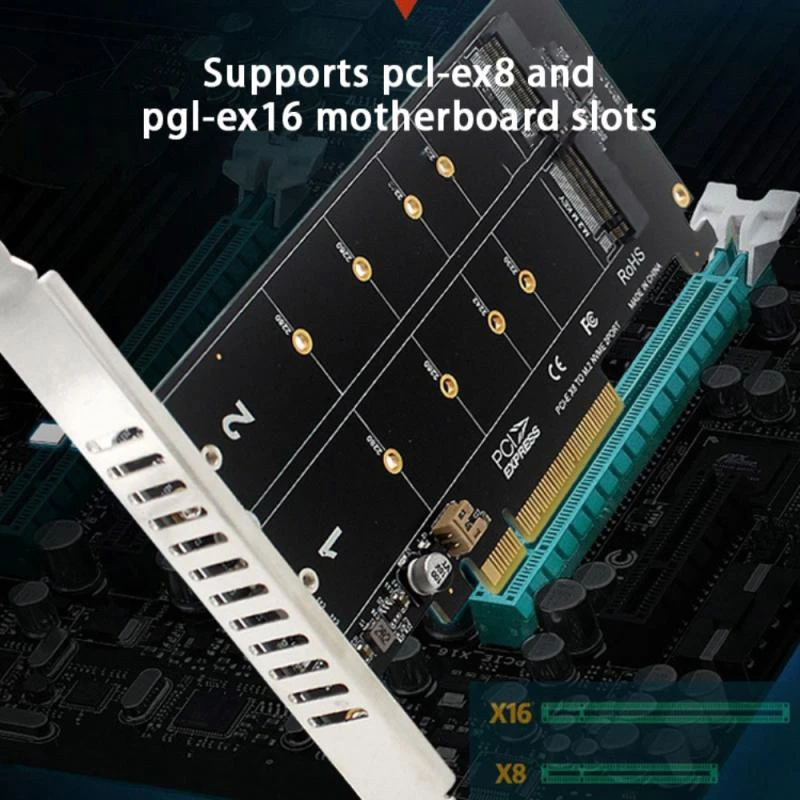PCI-EX8 Dual-Disk NVME M.2 MKEY SSD RAID Array Expansion PCI-E разделенная карта для ускорения | Компьютеры и