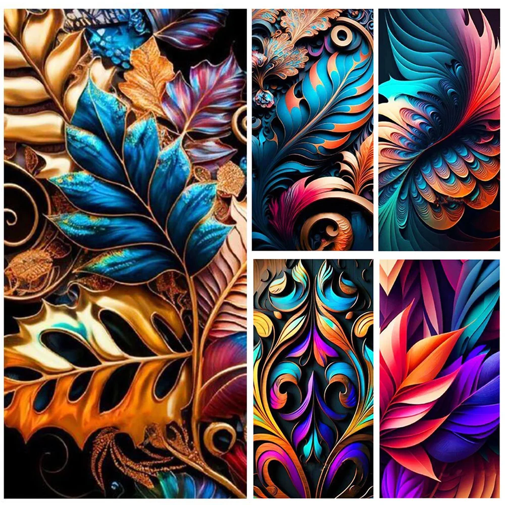 

Большие Красочные абстрактные листья 5D, алмазная живопись, мозаика «сделай сам», вышивка крестиком, домашний декор, ручная работа, YY6620