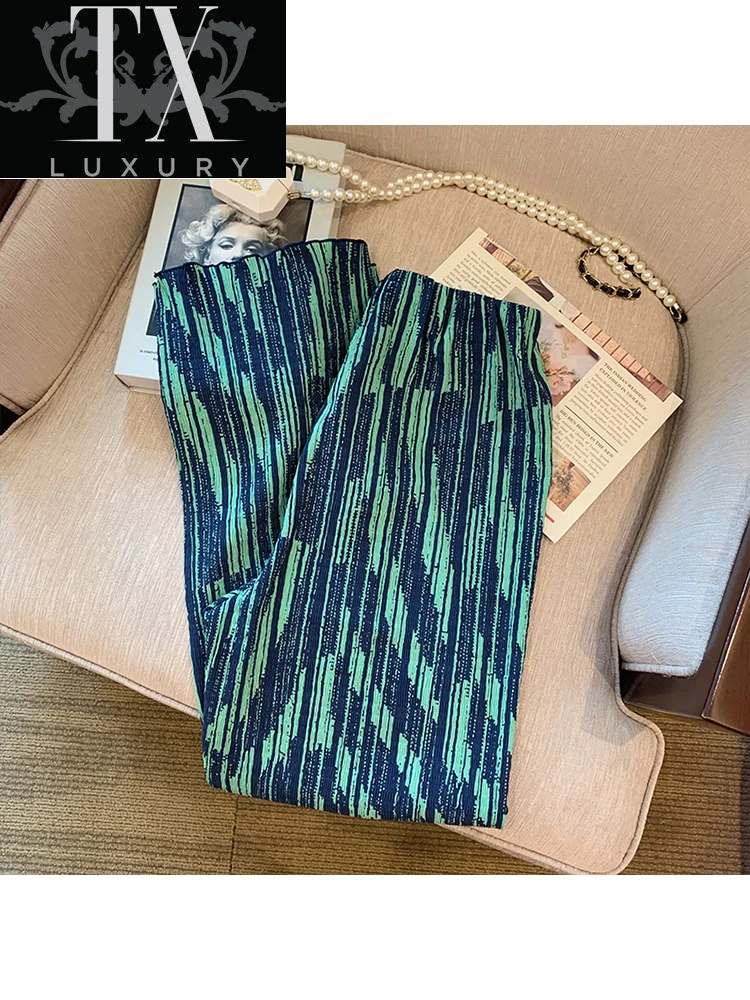 

Summer Wide Leg For Women Casual Elastic High Waist 2022 New Fashion Loose Long Pants Pleated Pant All-Match Trousers Lady