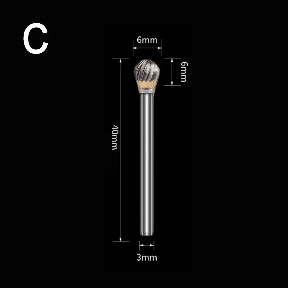 

1/8inch Shank 3x6mm Tungsten Steel Rotary Files Drill Bits Carbide Single-cut Rotary Burr Woodworking Carving Bit