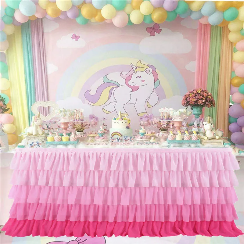 

5 Layer Tulle Table Skirt Tutu Decoration Baby Tableware Baby Shower Birthday Party Decorations Banquet Wedding Home Supplies