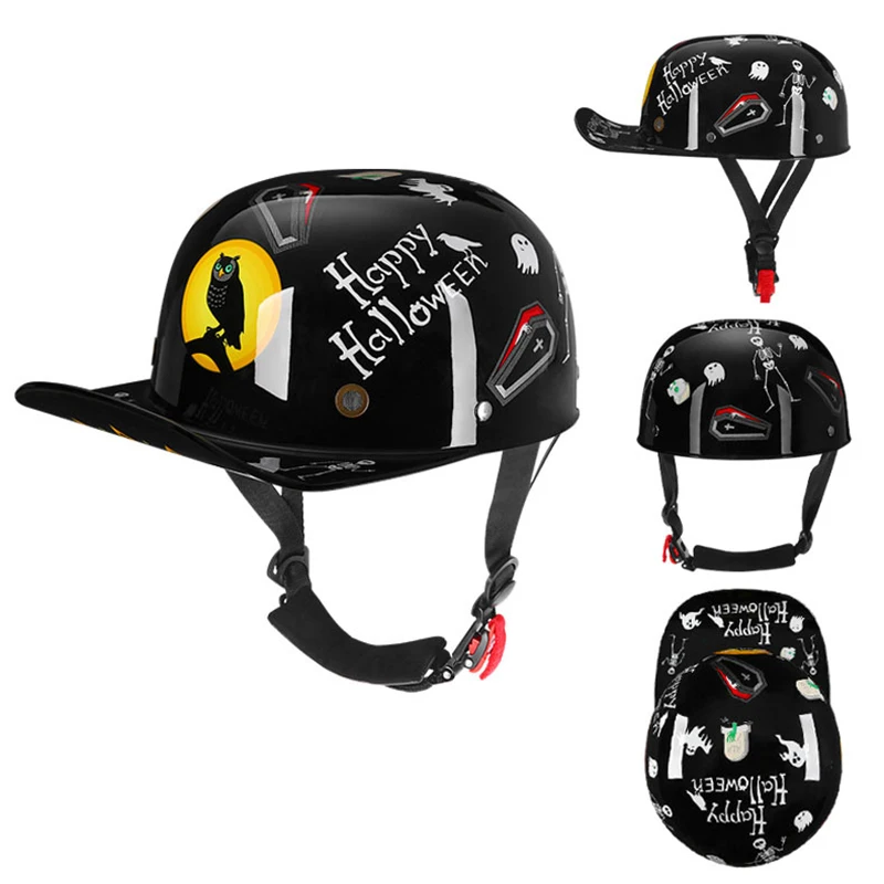 

Retro Baseball Cap Motorcycle Helmet Vespa Urban Mens Women Electric Scooter Ultra Light Equipment Cafe Racer Moto Half Helmets
