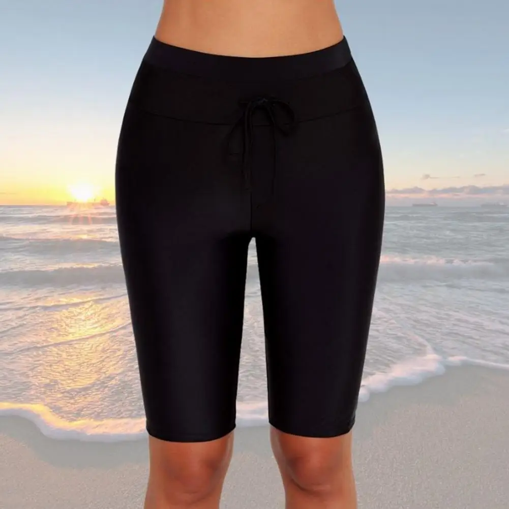 

Women Swimming Shorts Fashion Quick Dry Sweatpants Drawstring High Waist Slims Fitness Shorts Ladies Sexy Capris Pants Beachwear