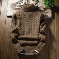 autumn and winter mens warm turtleneck sweater korean version slim round neck thickened knitted sweater