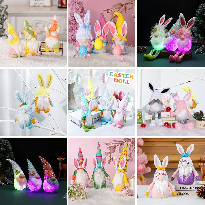 

Cute Easter Bunny Gnome Decoration Dwarf Rabbit Plush Faceless Doll Easter Party Decor Home Ornament Decorations Kids Toys