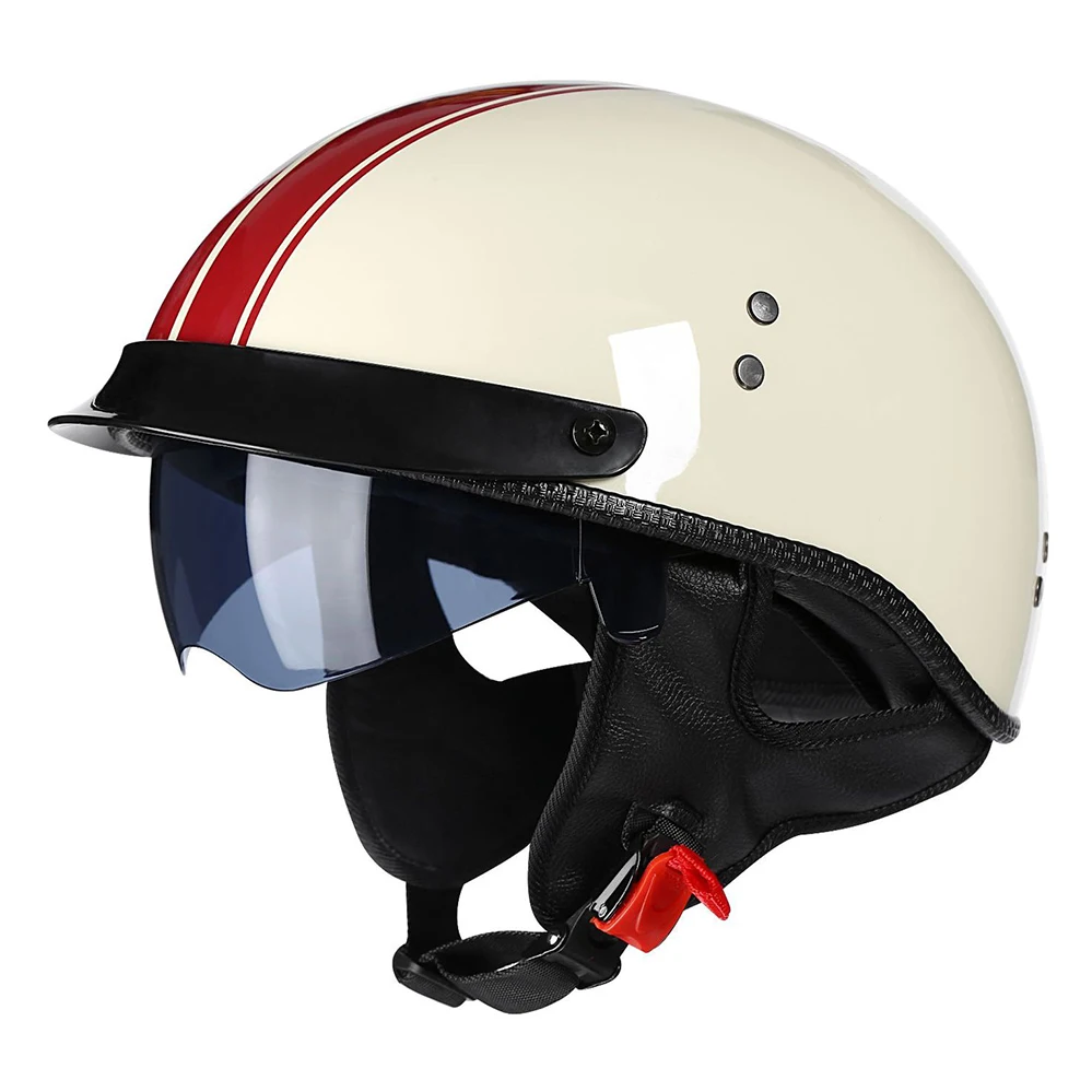 Vintage Half Open Face Motorcycle Cruiser Helmet With Inner Sunshade Lens Men Women Fashion Retro Scooter Rider Jet Casque Moto enlarge
