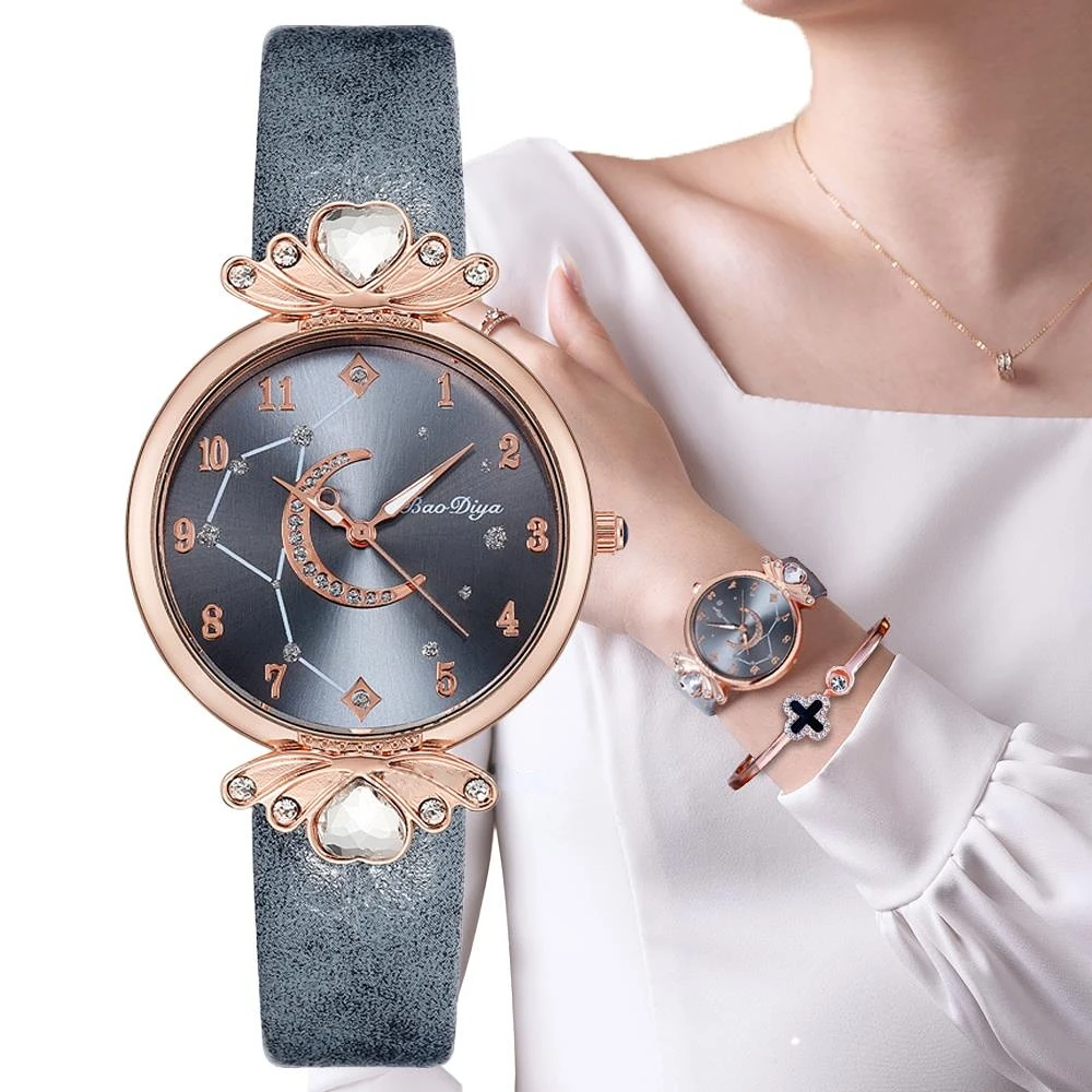 

Luxury Diamond Starry sky Design Women Fashion Watches Qualities Ladies Quartz Wristwatches Casual Female Leather Clock Gifts