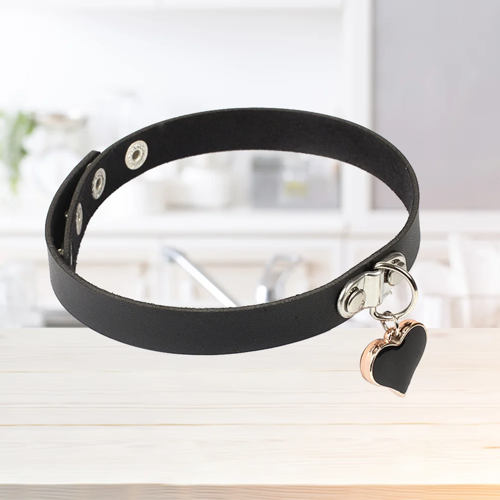 

Leather Necklace for Punk Style Choker Gothic Style Heart Necklace