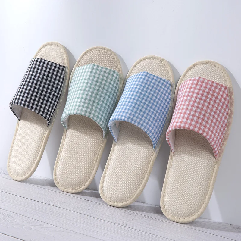 

Loafer Slippers Flip Flop Hotel Slippers Wedding Shoes Shoes Guest Slippers Non-slip Four Seasons Lattice Home Linen