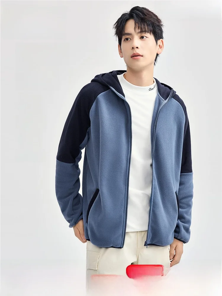 Zodannu флисовое пальто мужская 24-зимняя флисовая куртка в тон с капюшоном рукав