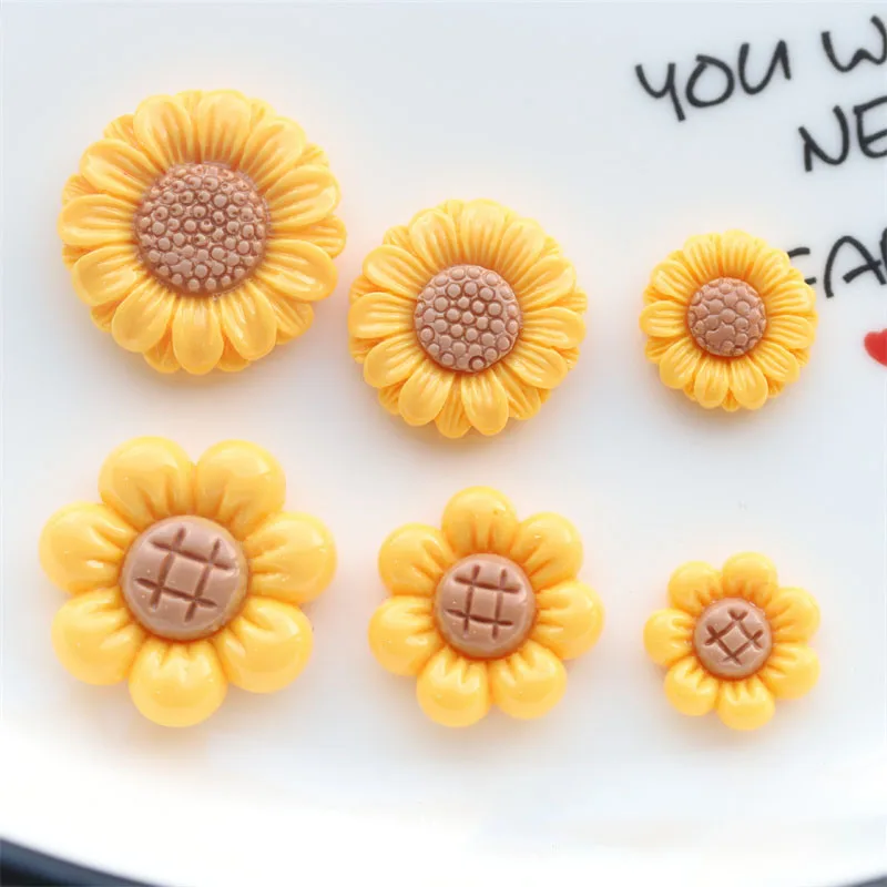 

10 шт. новые милые блестящие желтые цветы подсолнухи аксессуары R321