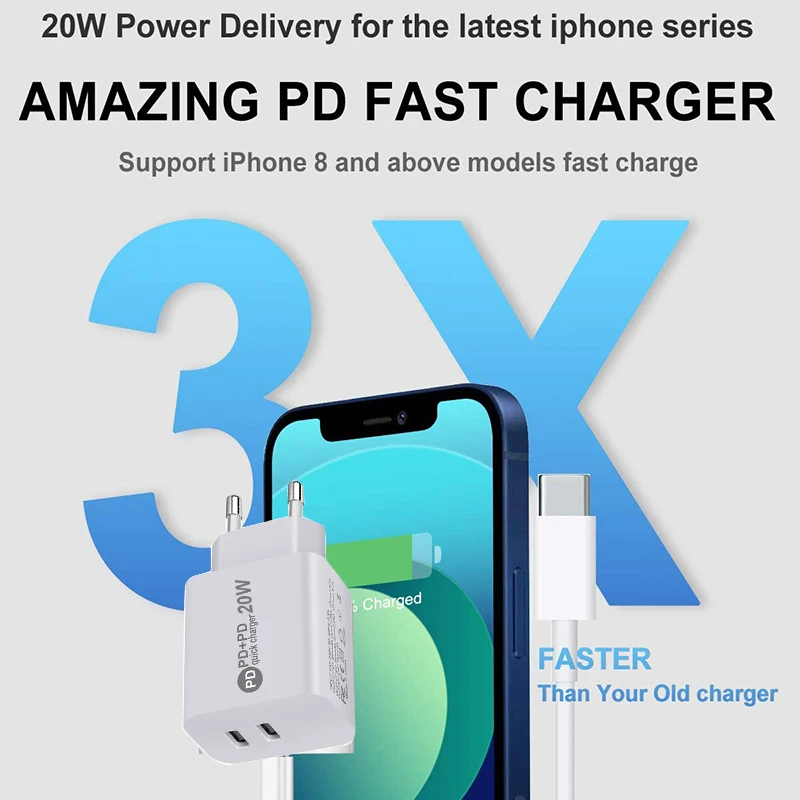 Фото Быстрое зарядное устройство 20 Вт с портом Type-C для iphone xiaomi huawei быстрая зарядка Быстрое зарядное устройство 20 Вт с портом Type-C для iphone xiaomi huawei быстрая зарядка