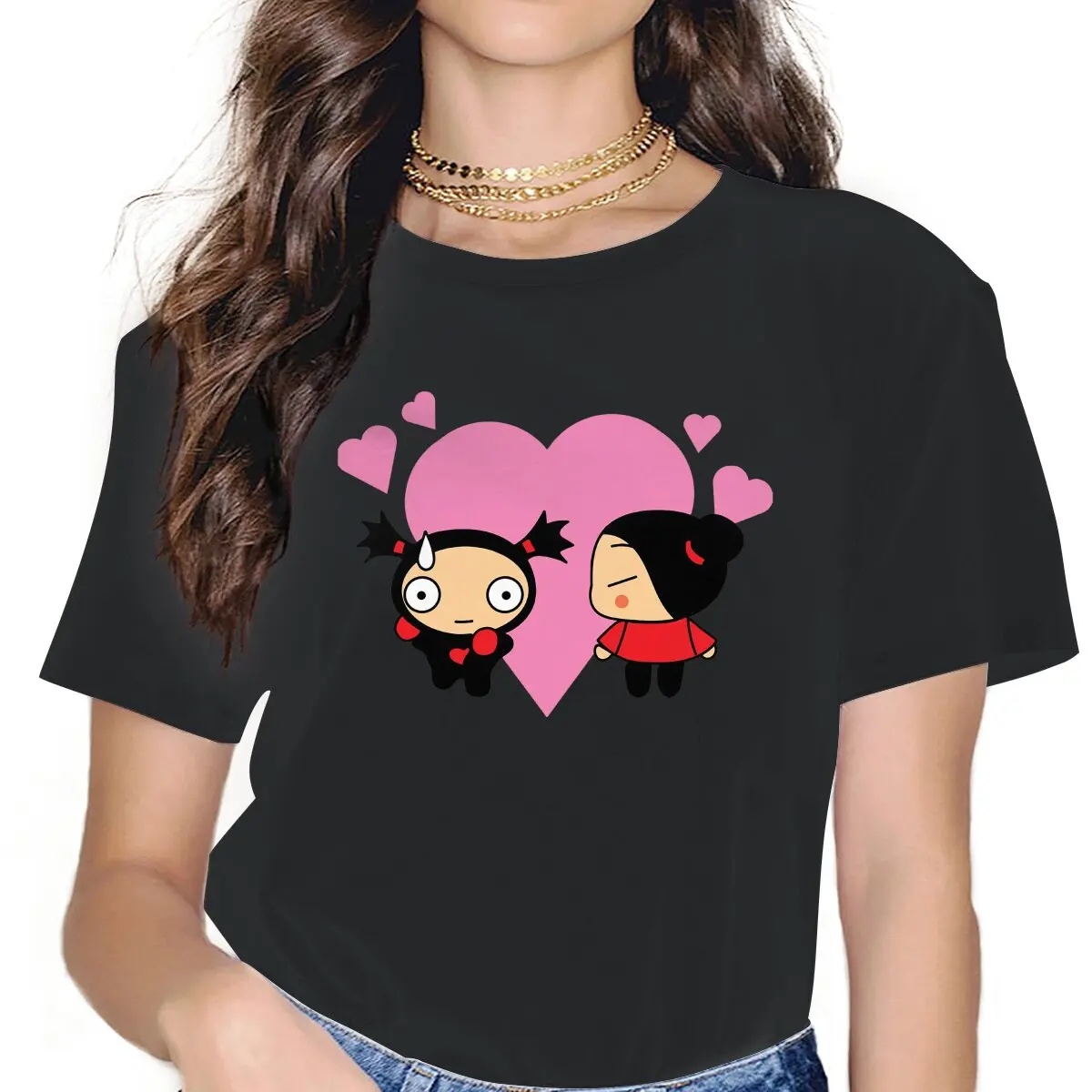 

Falling in Love Female Shirts Pucca China Doll Oversized Vintage Women Clothes Harajuku Casual Feminine Blusas