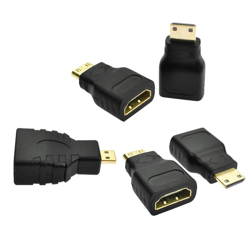 

5 Pack Mini HDMI Adapter Gold Plated Mini HDMI Male To HDMI Female High Speed HDMI Type C To Type A Compatible For Raspberry Pi