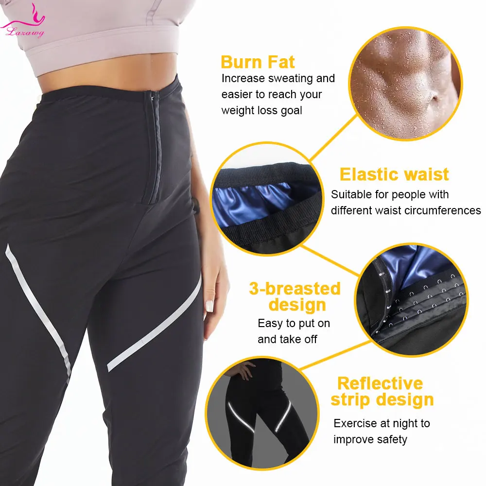 LAZAWG Sauna Leggings for Women Weight Loss Pants Workout Clothes for Woman Hot Sweat Trousers Ladies Body Shaper Sport Gym