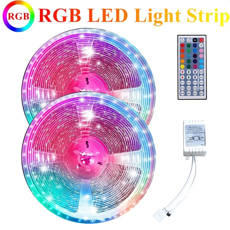 

10M RGB Light Strip 3528 Waterproof 600Leds Flexible LED Light Strip With 44 Key Remote For New Year Christmas