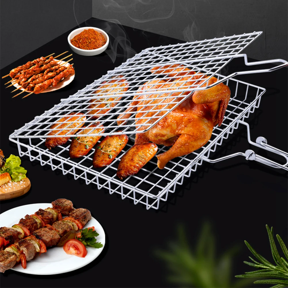 

BBQ grill Basket Stainless Steel Thickened barbecue grill Basket Nonstick for Fishing Meat grille barbecue Camping Accessories