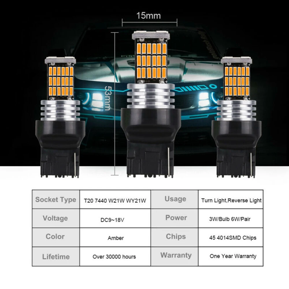 

Lamp LED Lights Bulbs Replacement Accessories Auto Turn signals Set 2Pcs
