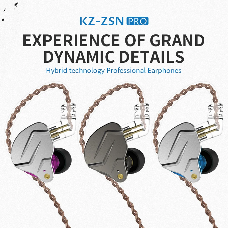 

KZ ZSN Pro Hanging In Ear Monitor Earphones Metal Technology Hifi Bass Earbuds Sport Noise Cancelling Headset ZSX Gamer Mic X