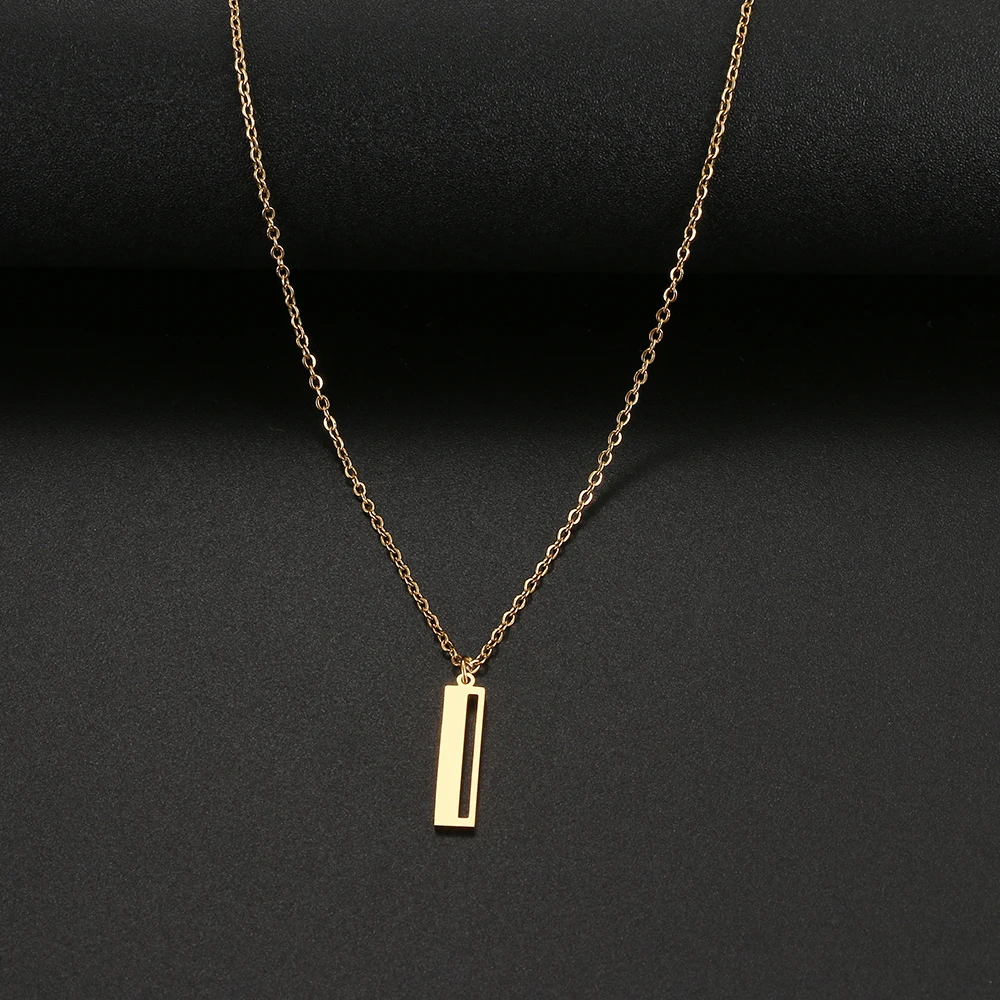 

Stainless Steel Necklace For Women Men Geometric Hollow Simple Rectangle Charm Pendant Choker Necklaces Party Jewelry Gifts