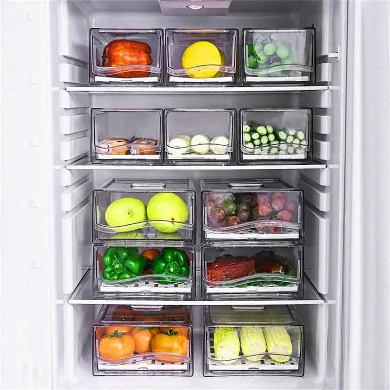 

Refrigerator Organizer Bins With Drawers Clear Fruit Food Jars Fridge Pull Out Drawer Containers Kitchen Storage Organizer