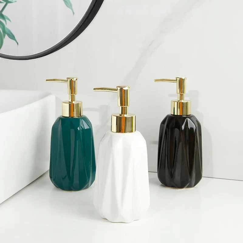 

Hand Sanitizer Bottle Ceramic Empty Bottle Square Push-type Shampoo Shower Gel Bottling Creative Household Soap Dispenser