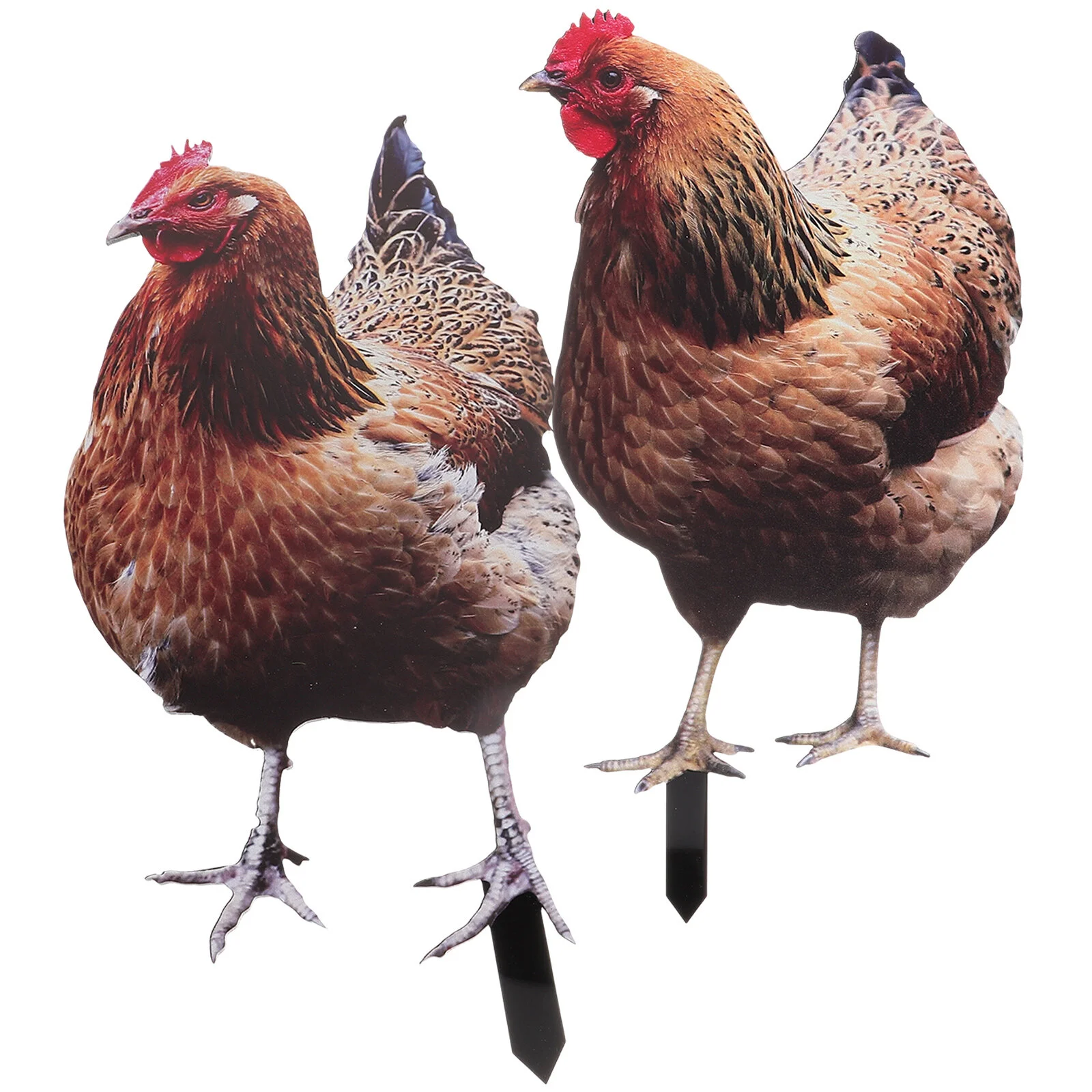 

2 Pcs Accessories Yard Stake Outdoor Decorations Garden Chicken Sculpture Ornament Statue Lawn Animal Insert Decorative