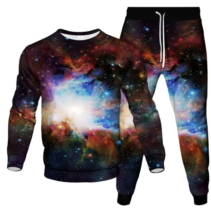 

Colorful Galaxy Cloud Vortex Star Harajuku Style Men Clothing Suit Sweatshirt Pants 2Pcs Set Women Outdoor Tracksuit Size S-6XL