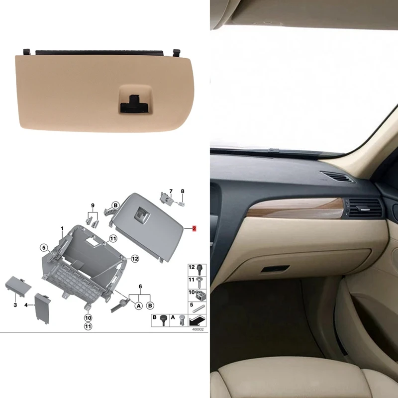 

51166839001 Front Instrument Panel Cover Glove Box Cover Only Beige For BMW X3 X4 F25 F26 2011-2018