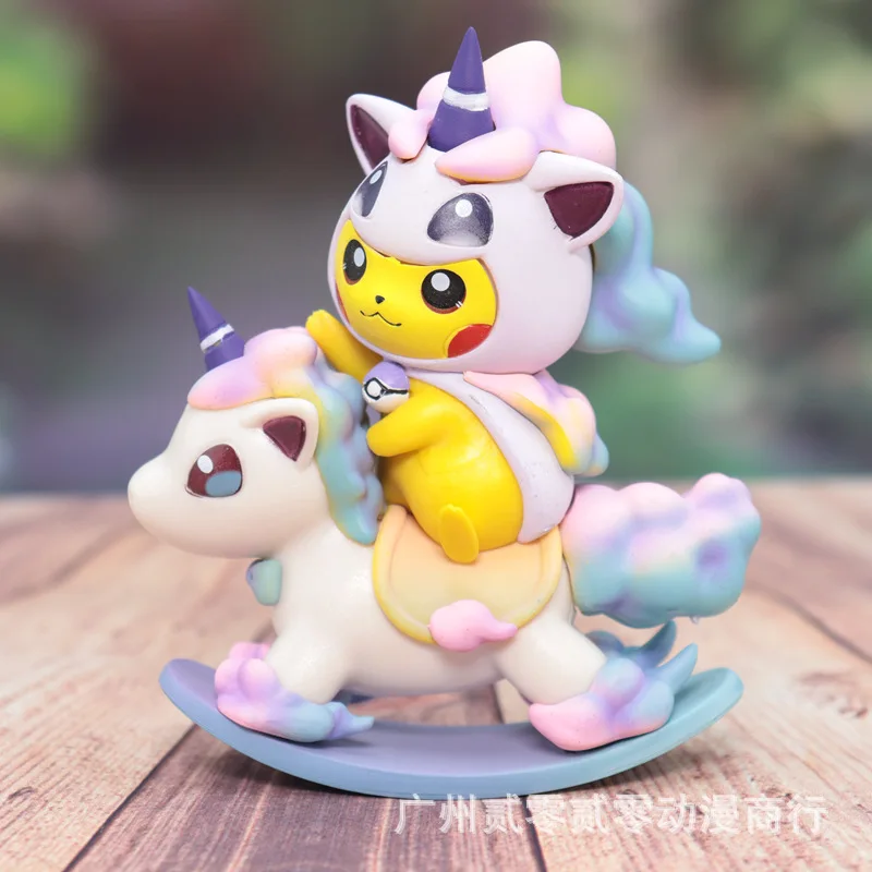 

12cm Pokemon Pikachu Action Figure Kawaii Pikachu Anime Figure Unicorn Pony Cake Desk Decoraction Kids Toys for Children Gift