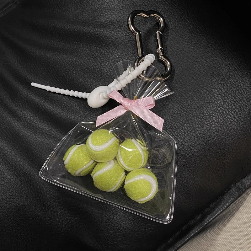 Милый спортивный мини-брелок с теннисным мячом зеленый цвет кулон брелок для