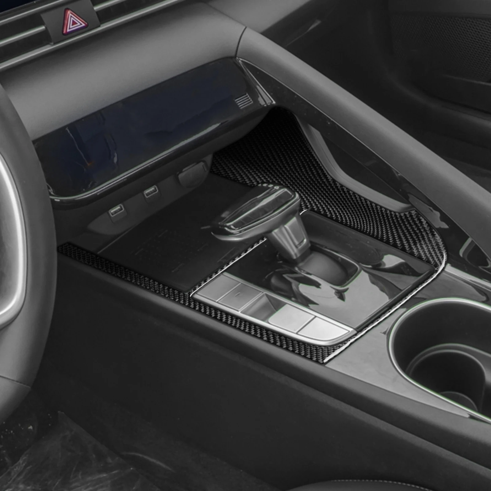 Фото Для Hyundai Elantra CN7 2021-2026: Декоративная накладка на панель центральной консоли и рамку переключения передач из углеродного волокна, аксессуар для автомобиля №2