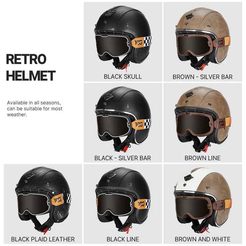 Шлем струйный в немецком стиле для мужчин и женщин шлемы с открытым лицом ретро 3/4