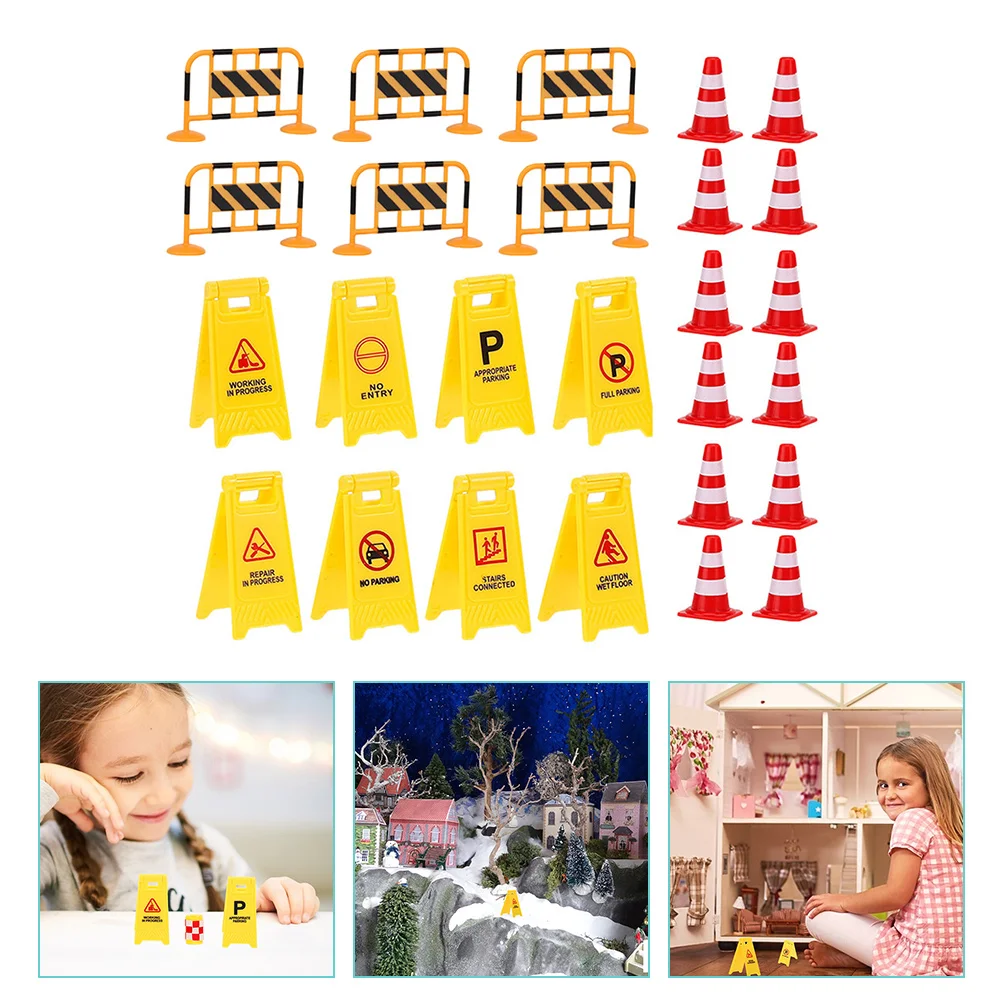 

Traffic Signs Sign Toy Mini Cones Road Play Kids Street Construction Toys Roadblock Cone Playset Pretend Safetyroadblocks