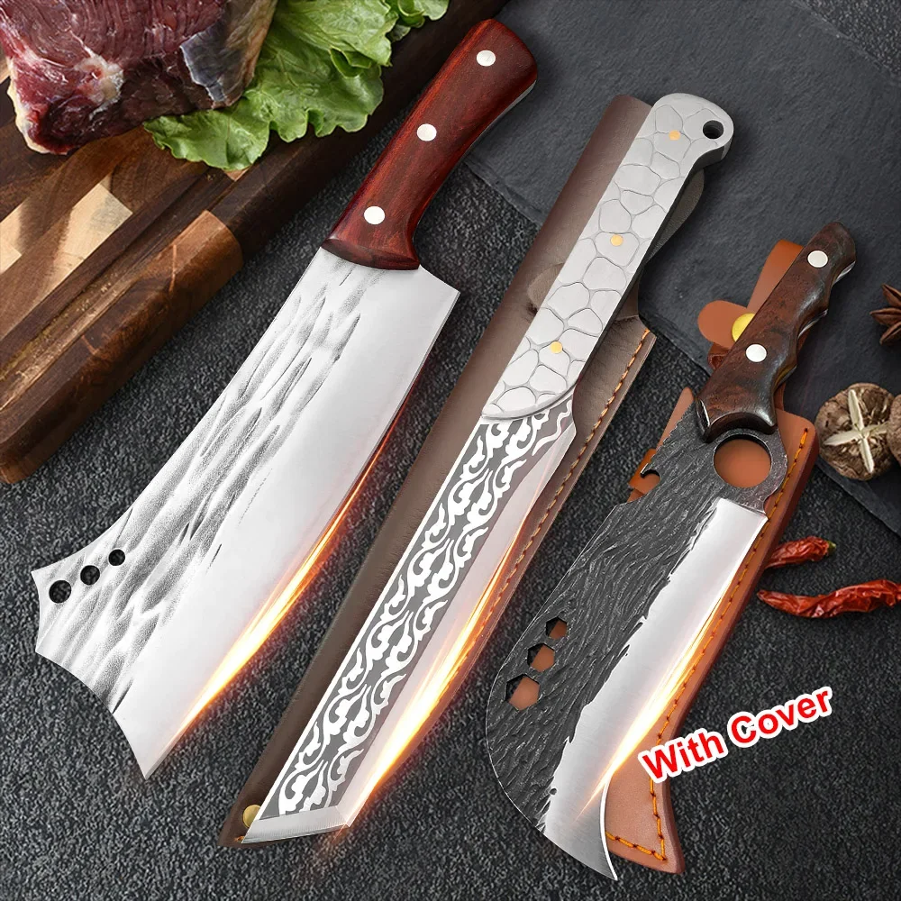 Фото Сверхмощные ножи для измельчения костей, овощей, мяса, нож для обвалки мясника, ручка Full Tang AXE, кухонные ножи, инструменты для нарезки шеф-повара №5
