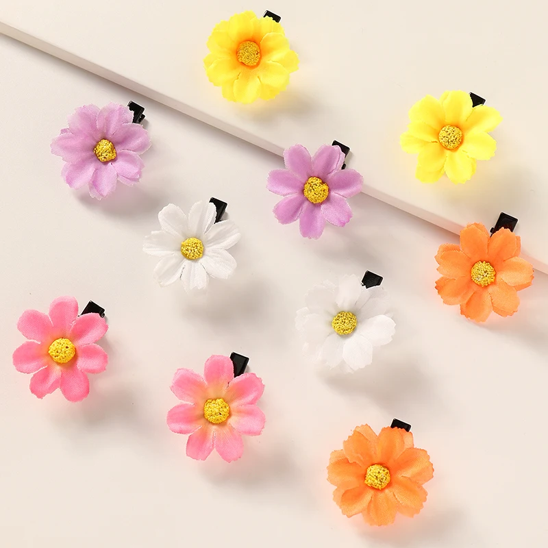 

10 Pcs/Set Colorful Sunflower Hairpin for Children Girls Cute Multicolor Flowers Side Clip Hair Clip Kids Daily Fashion Jewelry