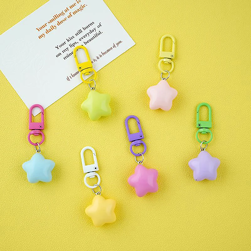 

Cute Chubby Star Headphone Cover Car Keychain Pentagram Decoration Accessories Cartoon Charm Bag Pendants Girls Gift