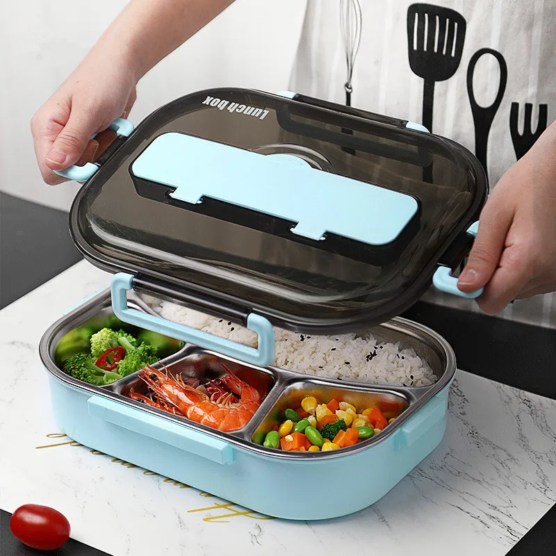 Stainless Steel Lunch Box Bento Box Portable Soup bowl with spoon and chopsticks Lunch Container Food Storage Box for For Kids