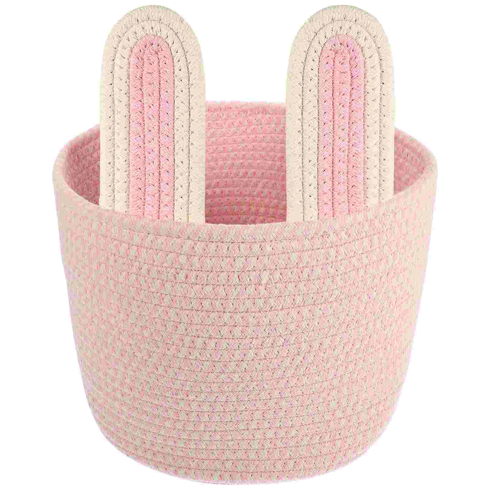 

Basket Storage Baskets Rope Woven Cotton Organizer Sundries Nursery Desktop Bins Decorative Bathroom Handwoven Small Hamper