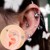 1 2mm stainless steel industrial piercing barbell helix earrings gauge 16g ear pierc jewelry heart arrow cartilage pircing body