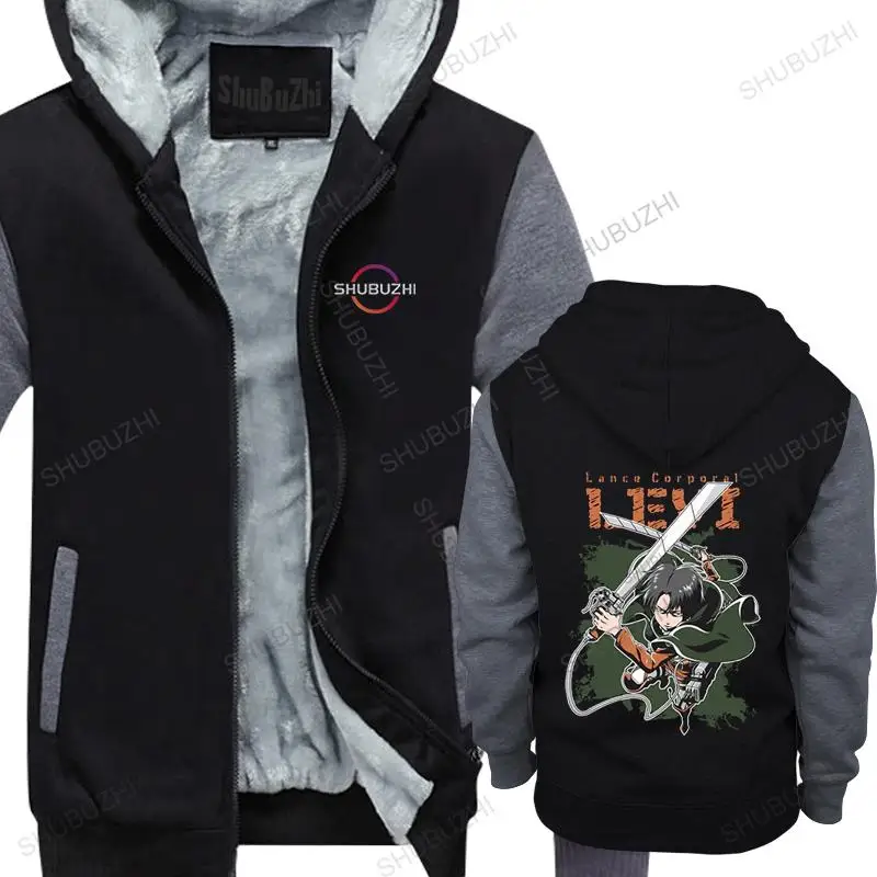 

homme cotton hoodies Urban sweatshirt for Men Streetwear Anime Manga Ackerman LANCE CORPOAL LEVI winter fleece hoody coat