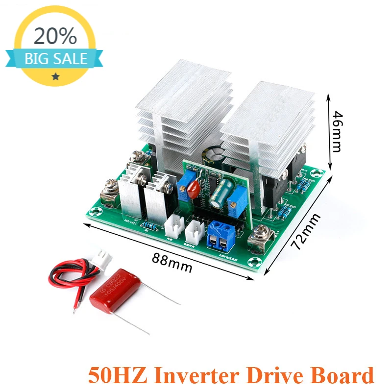 

50HZ Inverter Drive Board Module Single 12V Boost Step Up 220V Transformer Conversion Board Bridge Type 500W with Stabilized