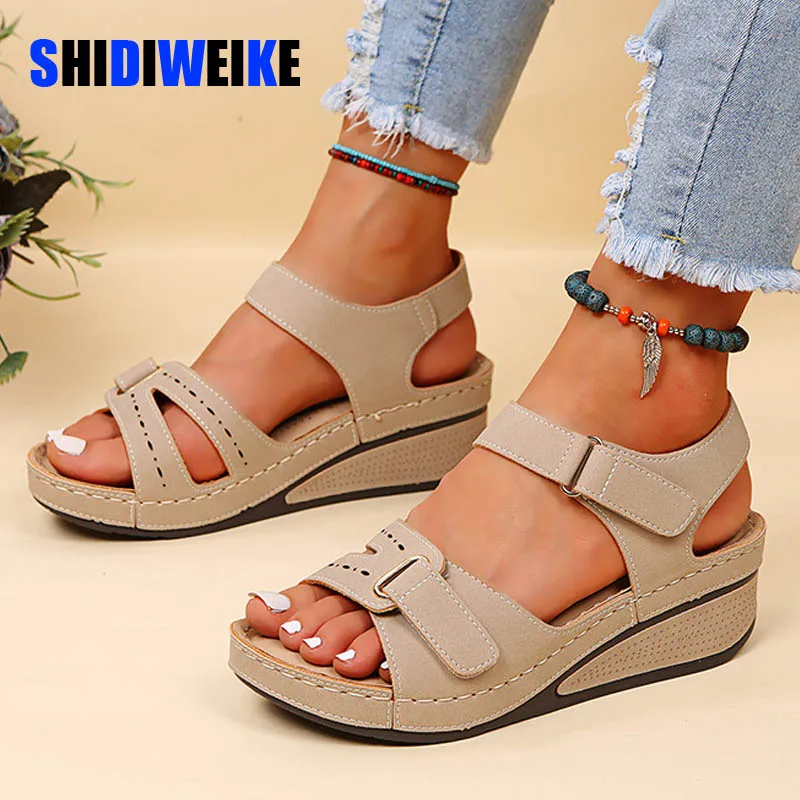 

SDWK 5.5cm Sandals Shoes Women Soft Women's Sandals Slip On Open Toe Walking Shoes Slipper Party Footwear Female Zapatillas Muje