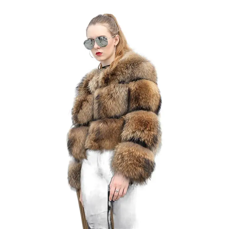 Winter Women Mink Fur Coat Premium Raccoon Overcoat O Necked Thick Popular Short Real Fur Jacket Ladies Simple Casual Parkas