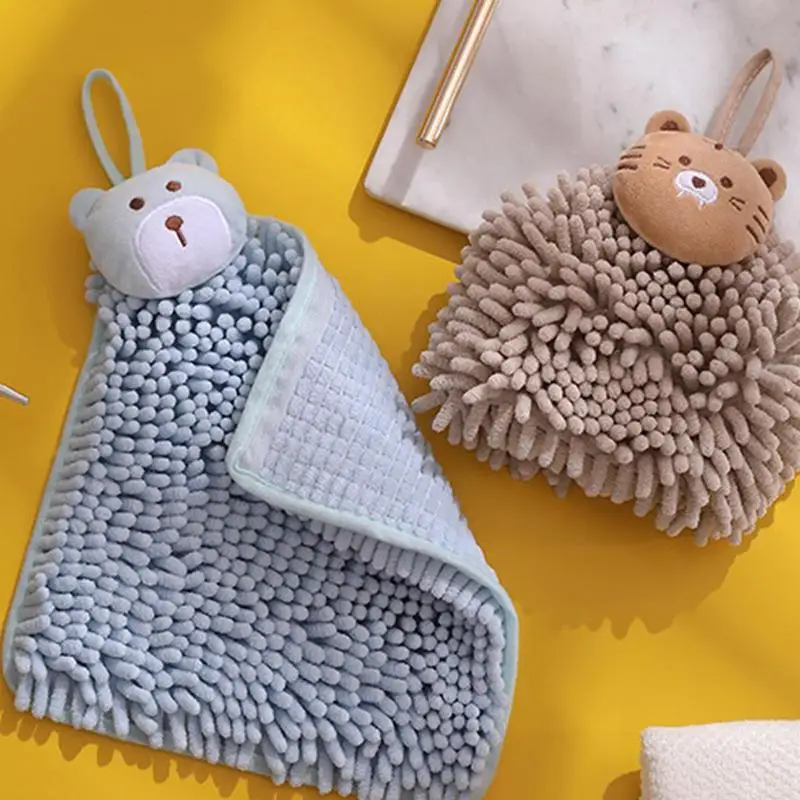 

Microfiber Chenille Handball Hanging Hand Towel Towel Kitchen Thickening Water Absorbent Quick-drying Bathroom Cute Rag