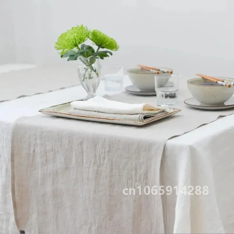 Linen Table Runner Mitered Corners 100% Pure Cloth French Flax Rustic Luxe