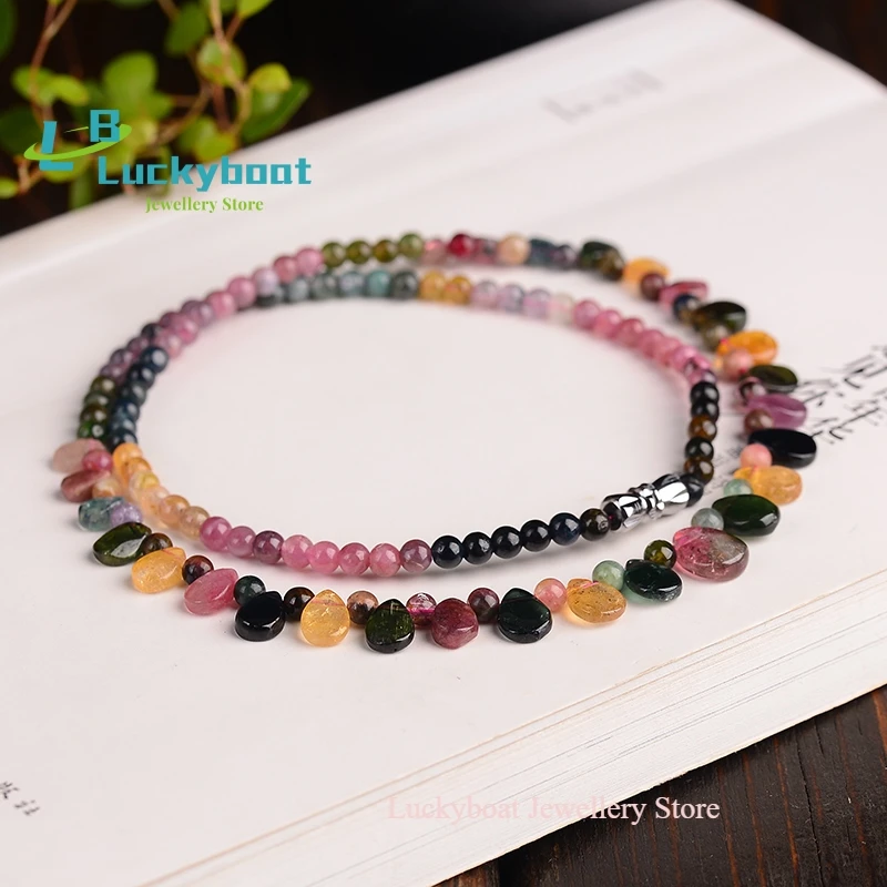 Wholesale Tourmaline Natural Stone Necklace With Raindrop Pendant Princess Necklace For Women Birthday Gift Jewelry