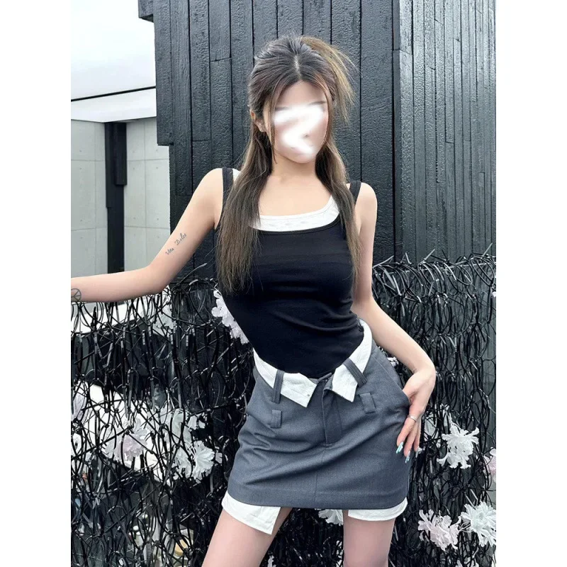 Лето 2024 новый модный повседневный универсальный комплект из двух предметов топ